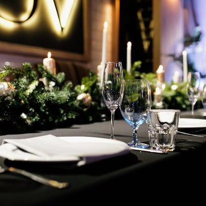 Fixwal 6 Pack 8FT Black Tablecloth Rectangle Spandex Fitted Table Cover