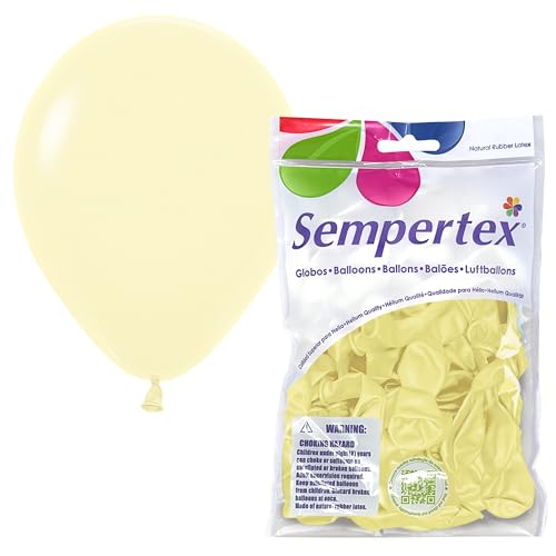 Sempertex Round Pastel Matte Yellow Balloons, Latex, 5 Inch, 50 Pcs