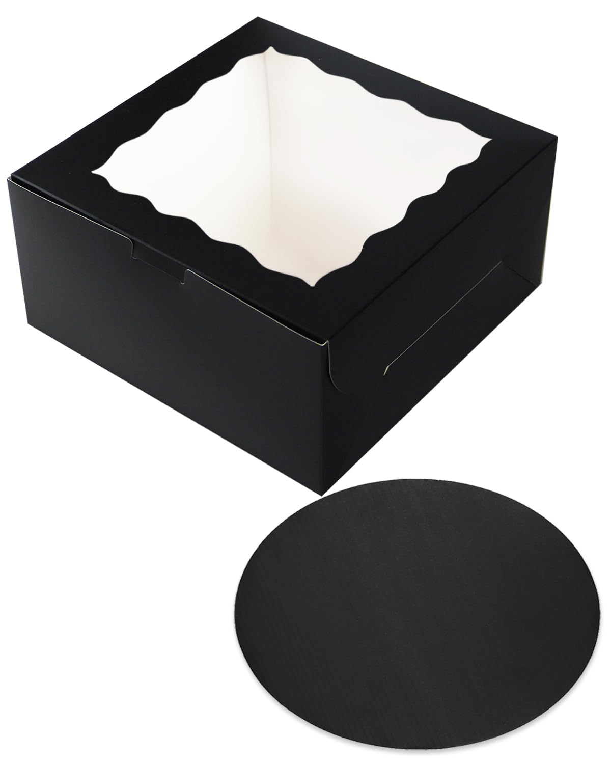 qiqee Cake Boxes 10x10x5 inch Bakery Box with Window 12packs Pastry Box