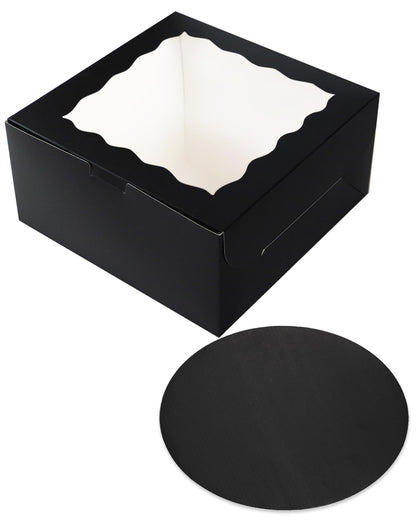 qiqee Cake Boxes 10x10x5 inch Bakery Box with Window 12packs Pastry Box