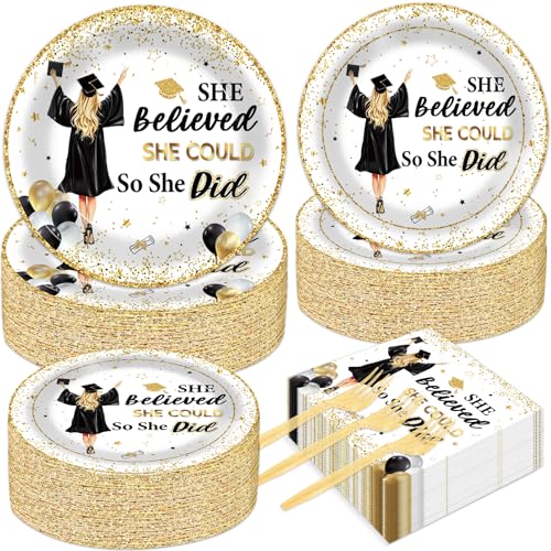 Graduation Party Tableware Set with Plates and Napkins for Events