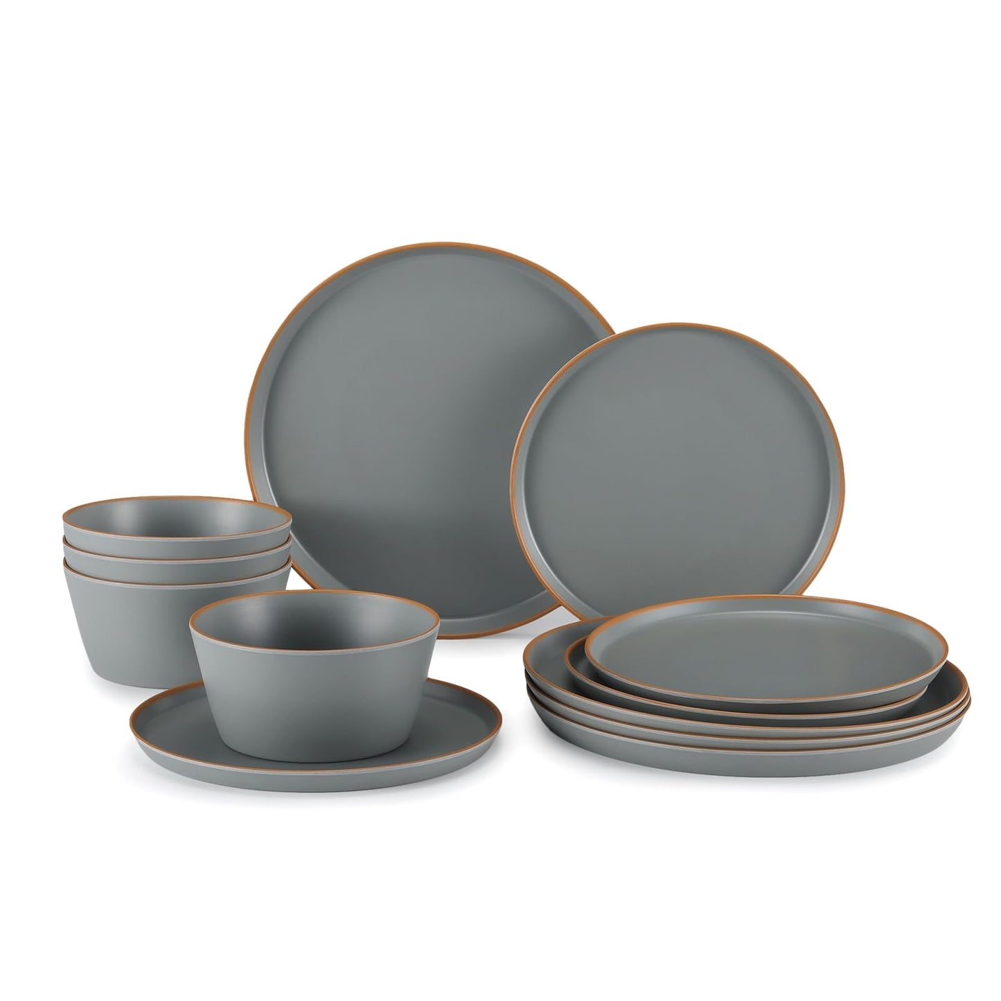 Matte Melamine Dinnerware Set with Plates and Bowls for Everyday Use