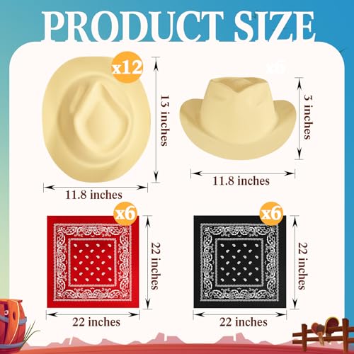 Western Cowboy Hats with Bandanas for Party Photo Props