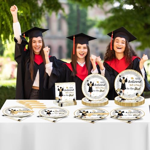 Graduation Party Tableware Set with Plates and Napkins for Events