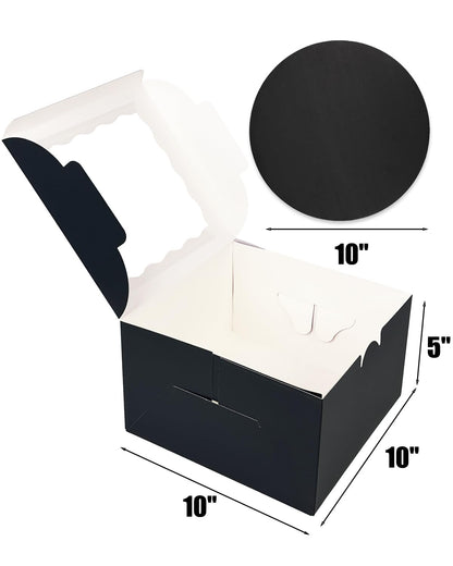 qiqee Cake Boxes 10x10x5 inch Bakery Box with Window 12packs Pastry Box