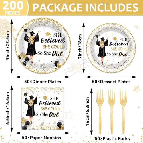 Graduation Party Tableware Set with Plates and Napkins for Events