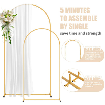 Gold Metal Arch Backdrop Stand for Wedding and Party Decorations