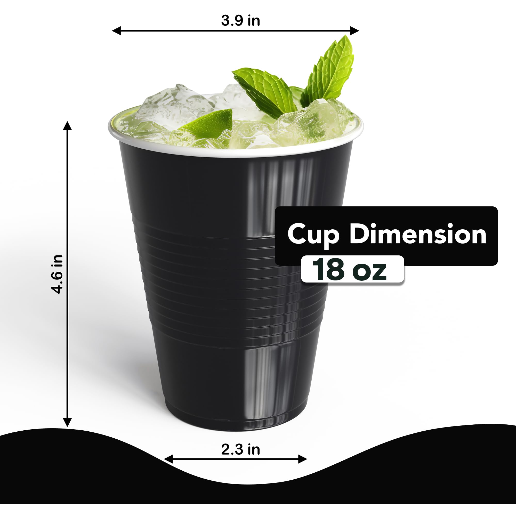 Party Solids 18oz Plastic Cups - 50 Pack