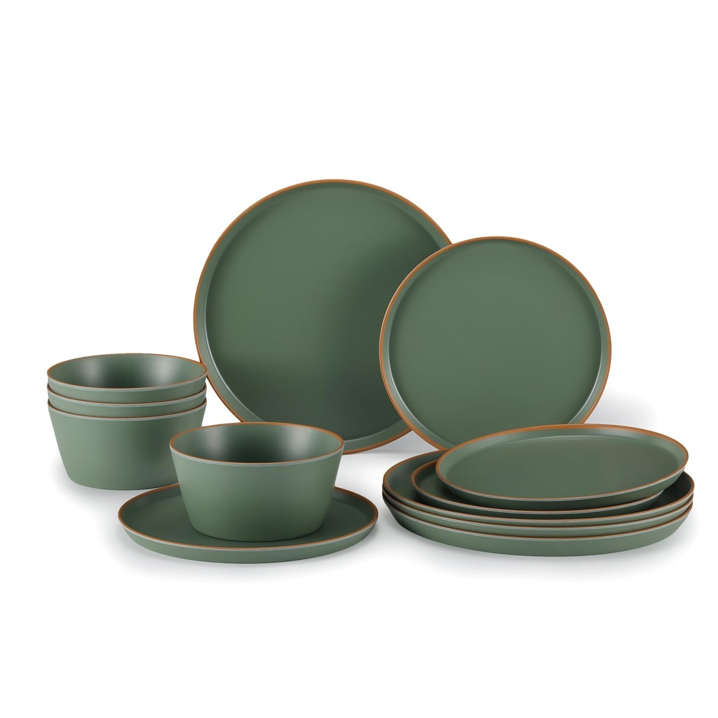 Matte Melamine Dinnerware Set with Plates and Bowls for Everyday Use