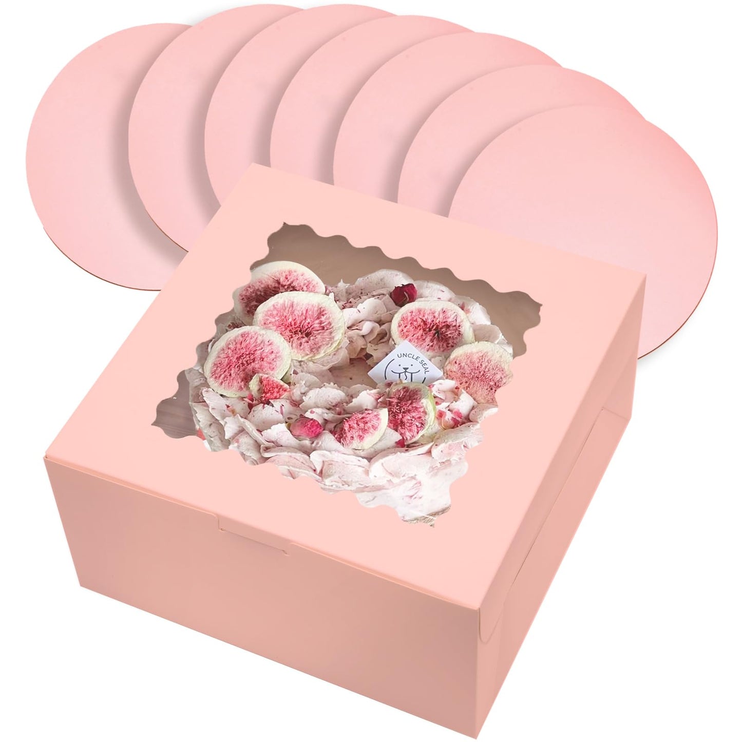qiqee Cake Boxes 10x10x5 inch Bakery Box with Window 12packs Pastry Box