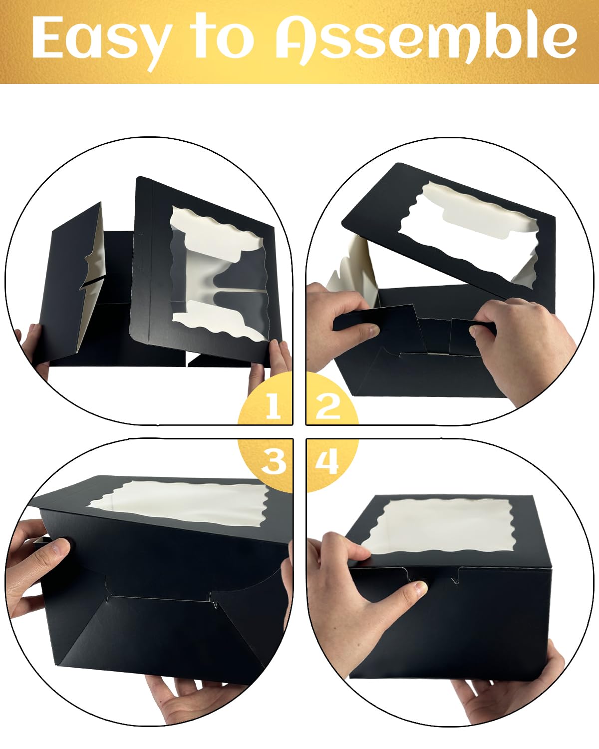 qiqee Cake Boxes 10x10x5 inch Bakery Box with Window 12packs Pastry Box