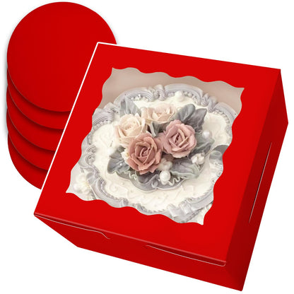 qiqee Cake Boxes 10x10x5 inch Bakery Box with Window 12packs Pastry Box