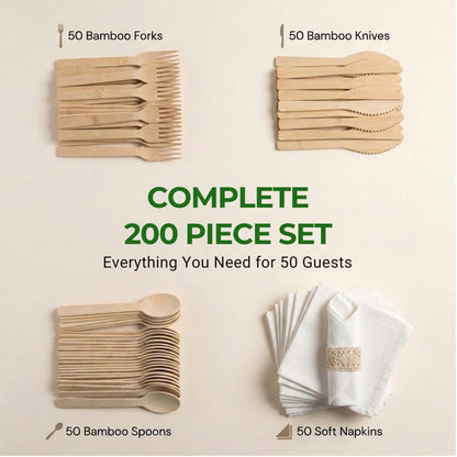 Pre Rolled Napkin and Bamboo Cutlery Set