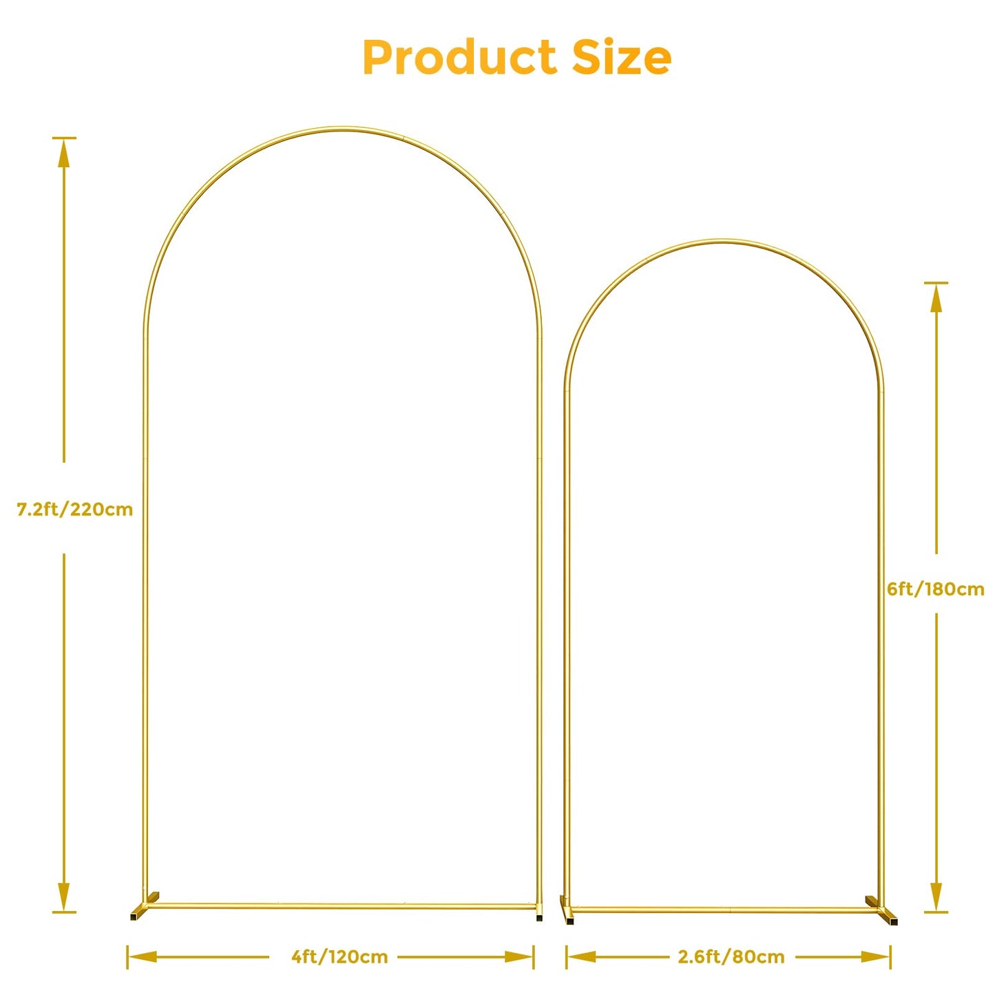 Gold Metal Wedding Arch Backdrop Stand Set for Party Decorations