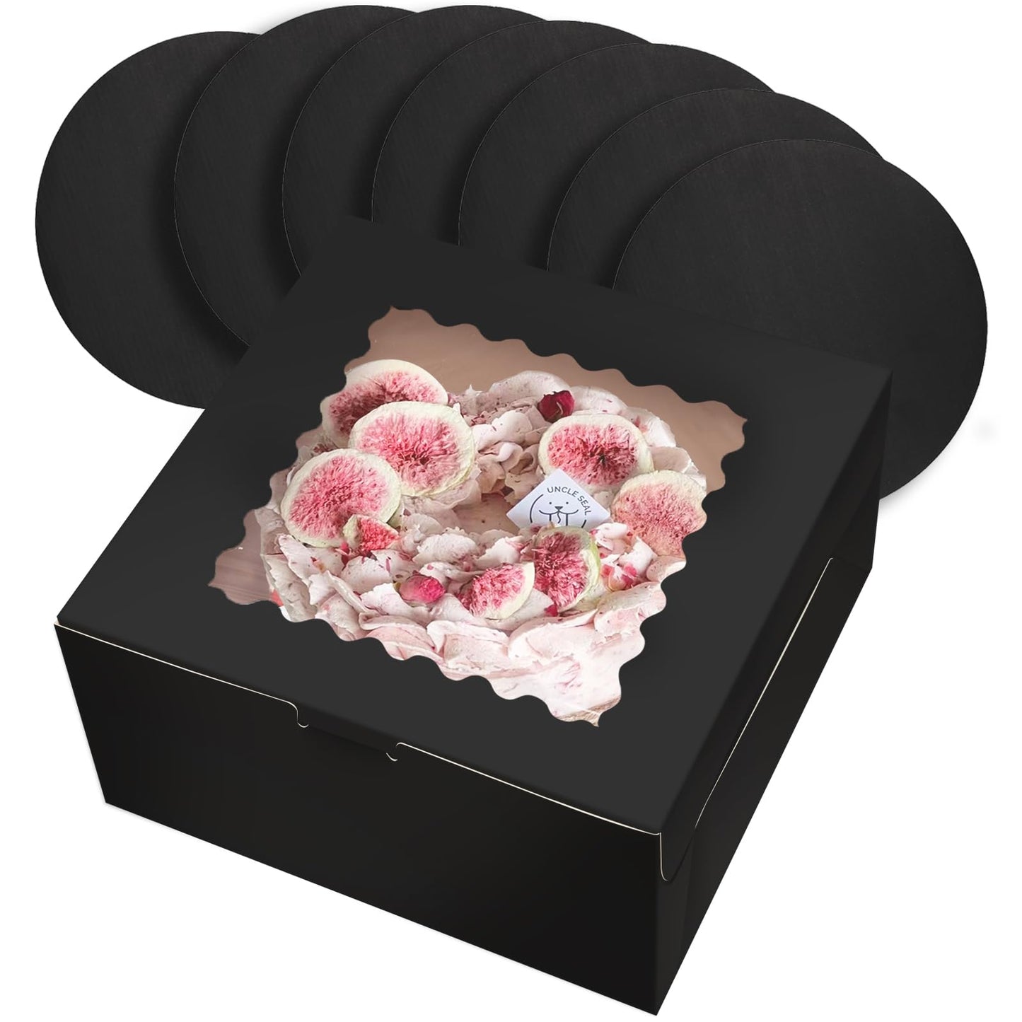 qiqee Cake Boxes 10x10x5 inch Bakery Box with Window 12packs Pastry Box