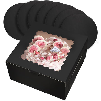 qiqee Cake Boxes 10x10x5 inch Bakery Box with Window 12packs Pastry Box
