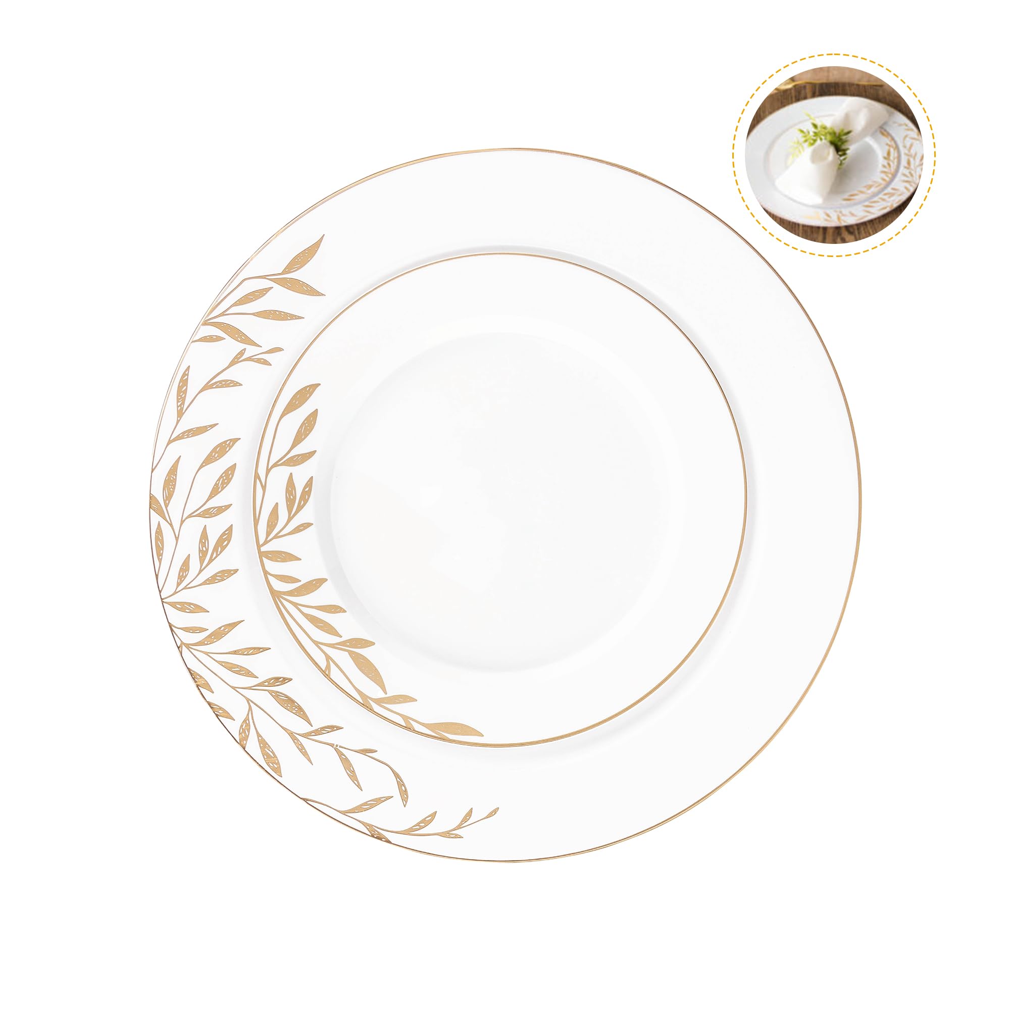 Elegant Disposable Plastic Plates Set with Dinner and Salad Plates