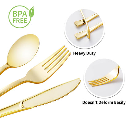 Wrapped Disposable Silverware Set with Forks, Knives, Spoons and Napkins