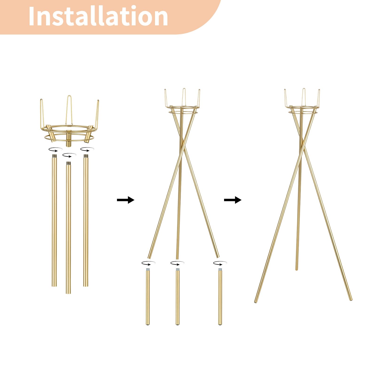 NUPTIO Tripod Flower Display Stand, 39.4" Tall, 2 Pcs, for Grand Opening