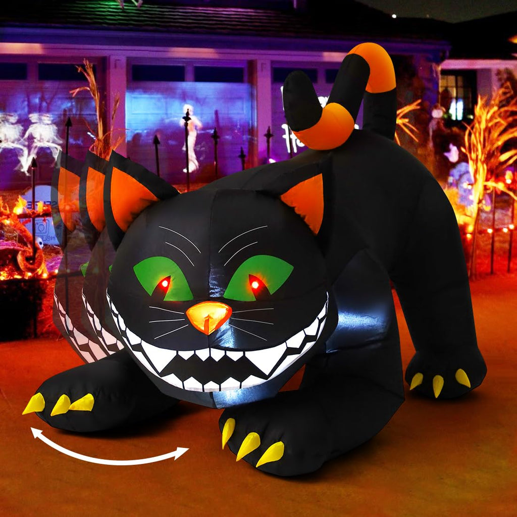 Halloween Black Cat Inflatable Outdoor Decoration with LED Lights