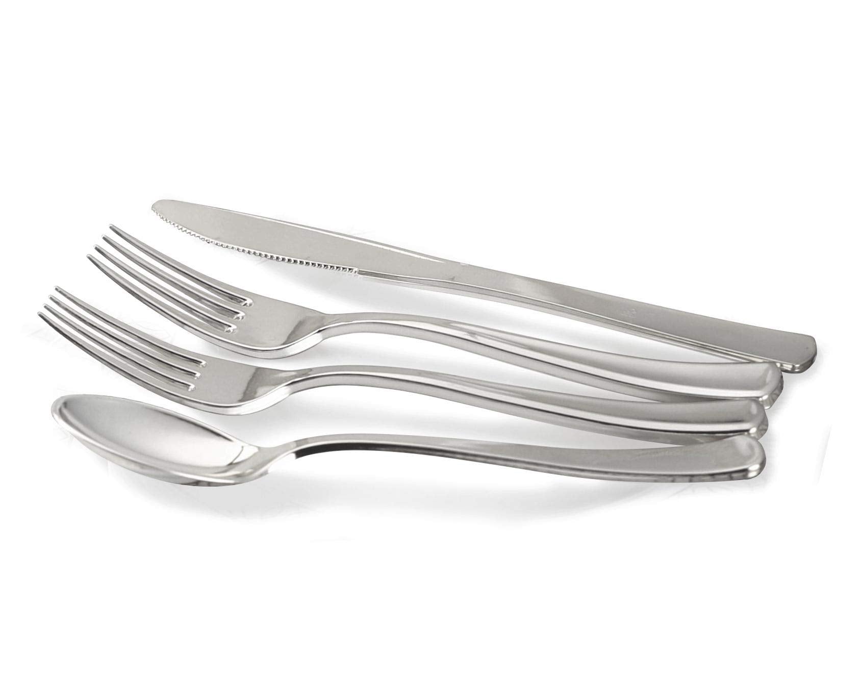 Wedding Disposable Dinnerware Set with Plates, Silverware and Tumblers