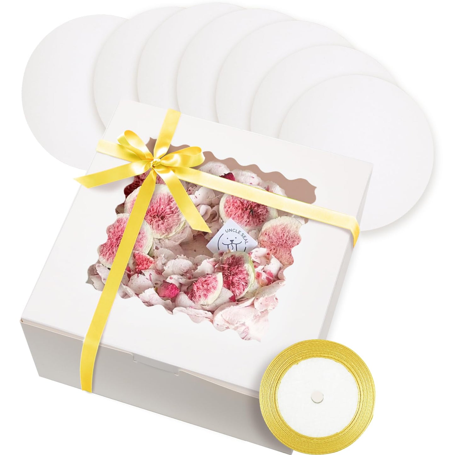 qiqee Cake Boxes 10x10x5 inch Bakery Box with Window 12packs Pastry Box