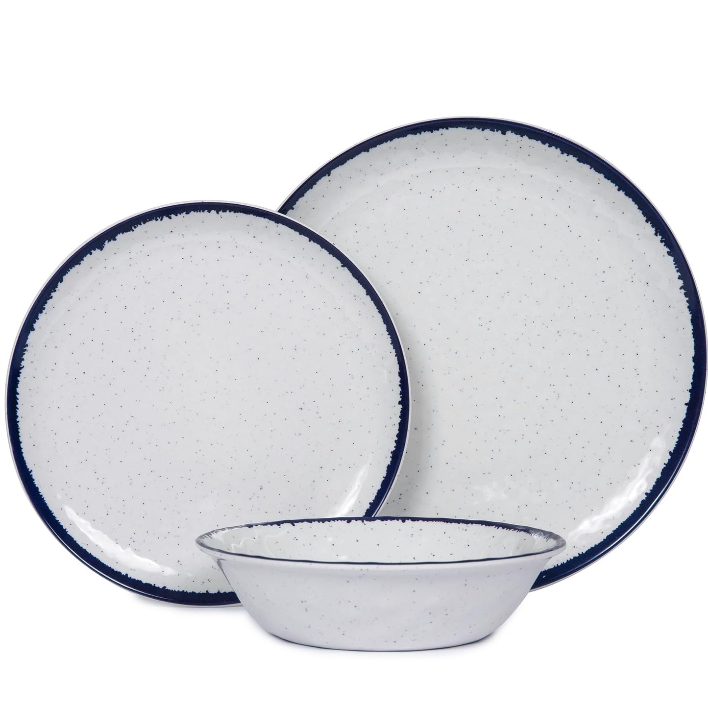 Blue Melamine Dinnerware Set with Plates and Bowls for Everyday Use