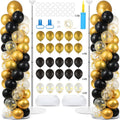 Black and Gold Balloon Column Stand Kit for Party Decorations