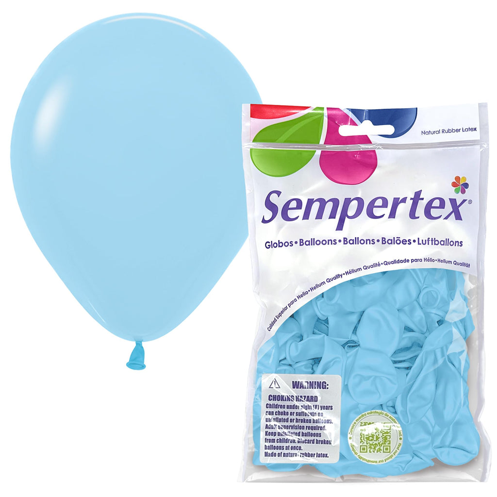 Sempertex Round Pastel Matte Blue Balloons, Latex, 5 Inch, 50 Pcs