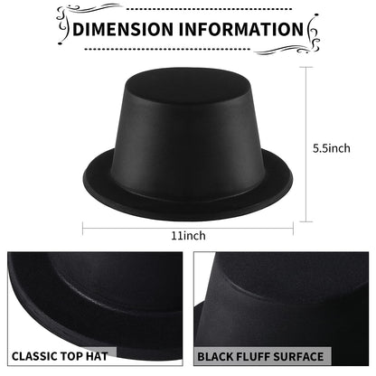 Black Top Hats for Costume Party Photo Props and Events