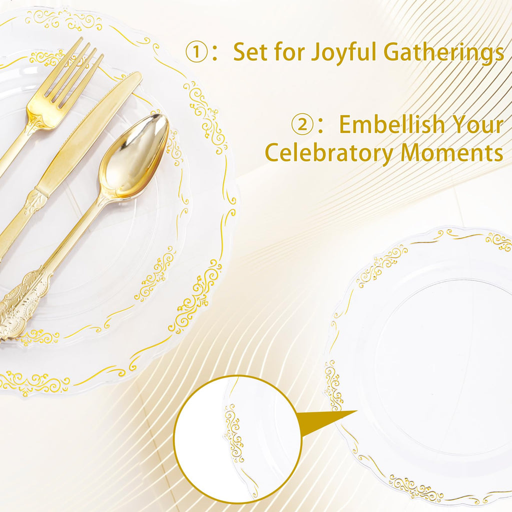Elegant Disposable Dinnerware Set with Plates, Cups and Cutlery