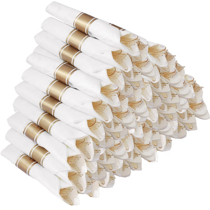 Wrapped Disposable Silverware Set with Forks, Knives, Spoons and Napkins