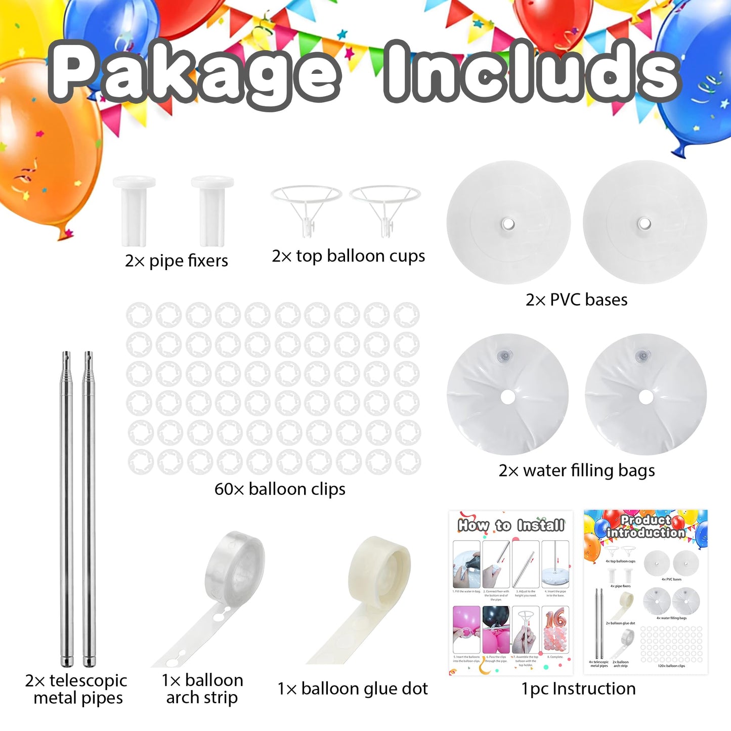 Adjustable Metal Balloon Arch Stand Kit for Wedding and Party Decor