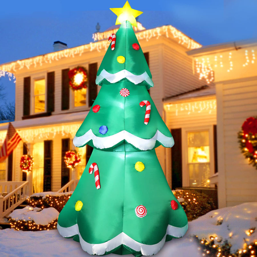 Christmas Tree Inflatable Outdoor Decoration with LED Lights and Star Treetop