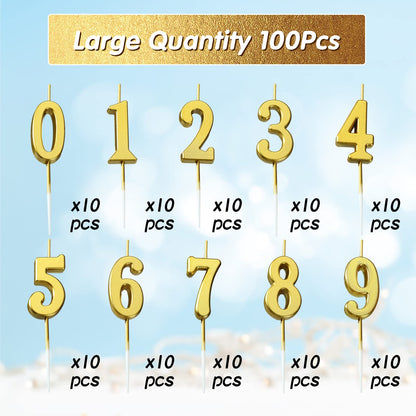 Gold Number Birthday Candles for Cake and Party Decorations
