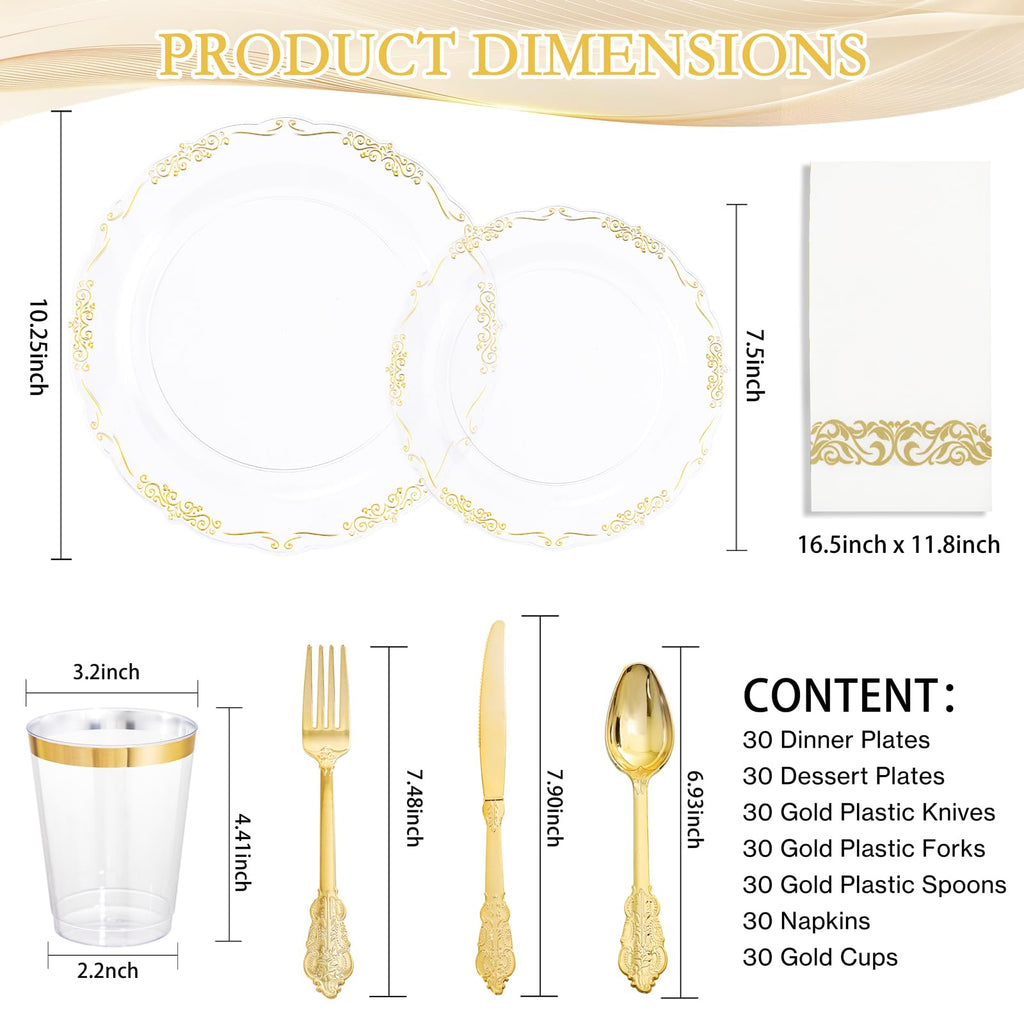 Elegant Disposable Dinnerware Set with Plates, Cups and Cutlery