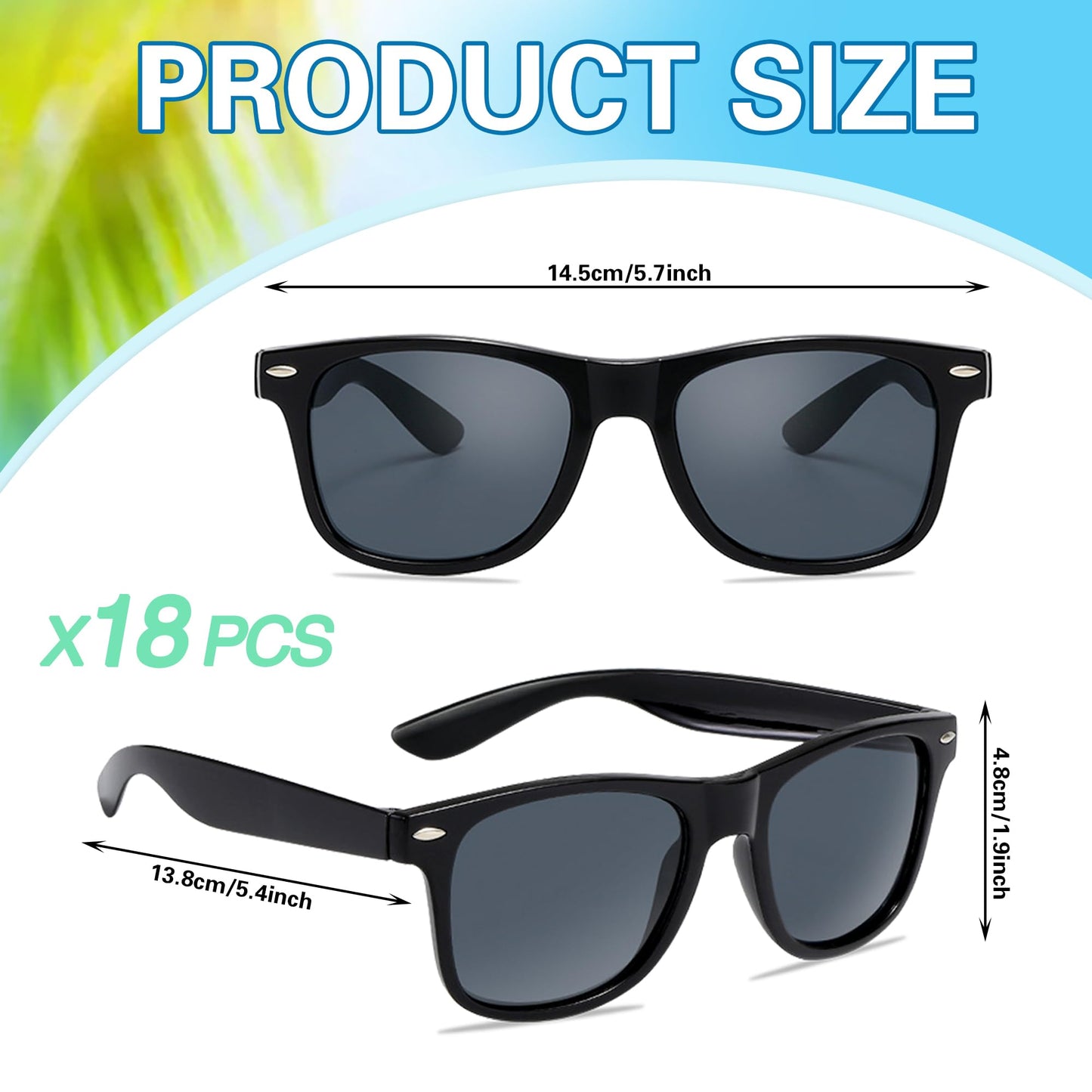 PPXMEEUDC 18 Pack Party Sunglasses Bulk for Weddings Birthday Pool Party Supplies