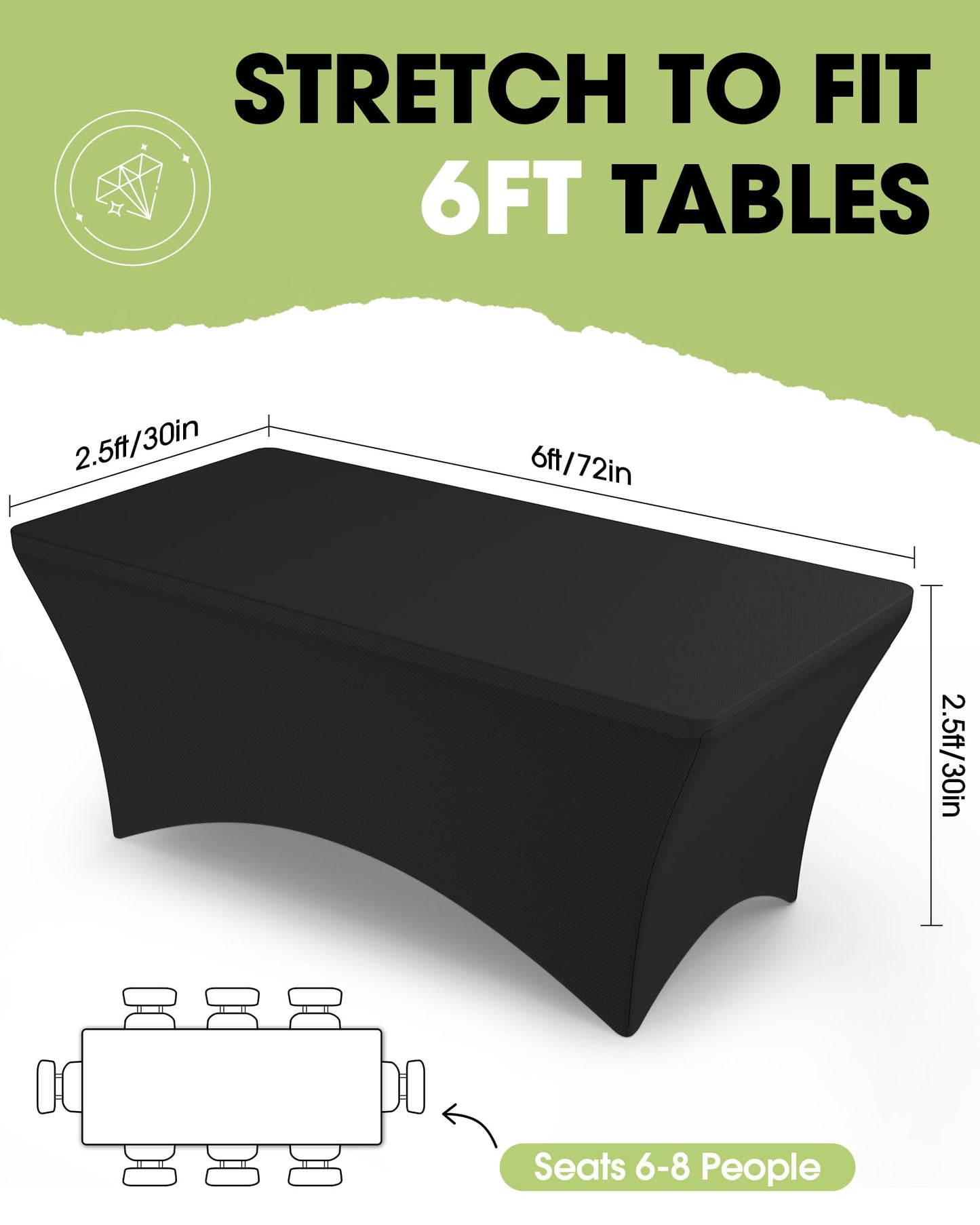Fitted Spandex Tablecloth for Rectangle Tables and Events