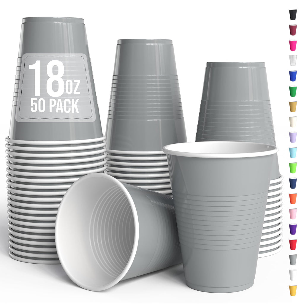 Party Solids 18oz Plastic Cups - 50 Pack