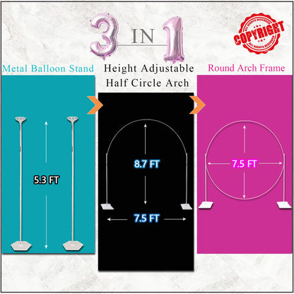 Adjustable Round Balloon Arch Stand Kit for Wedding and Party Decor