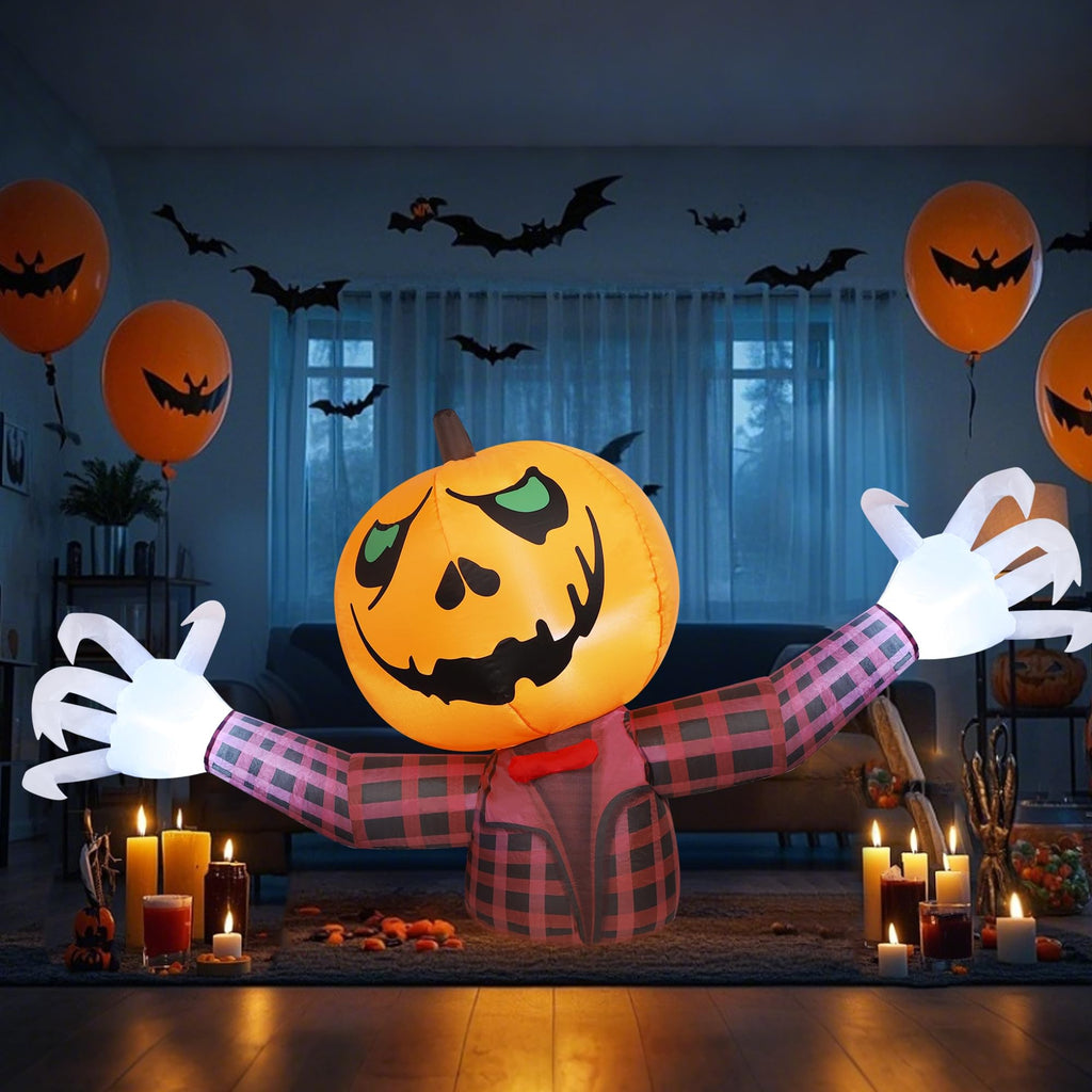 Youngfan 7FT Long Halloween Inflatable Outdoor Decorations Pumpkin Ghost