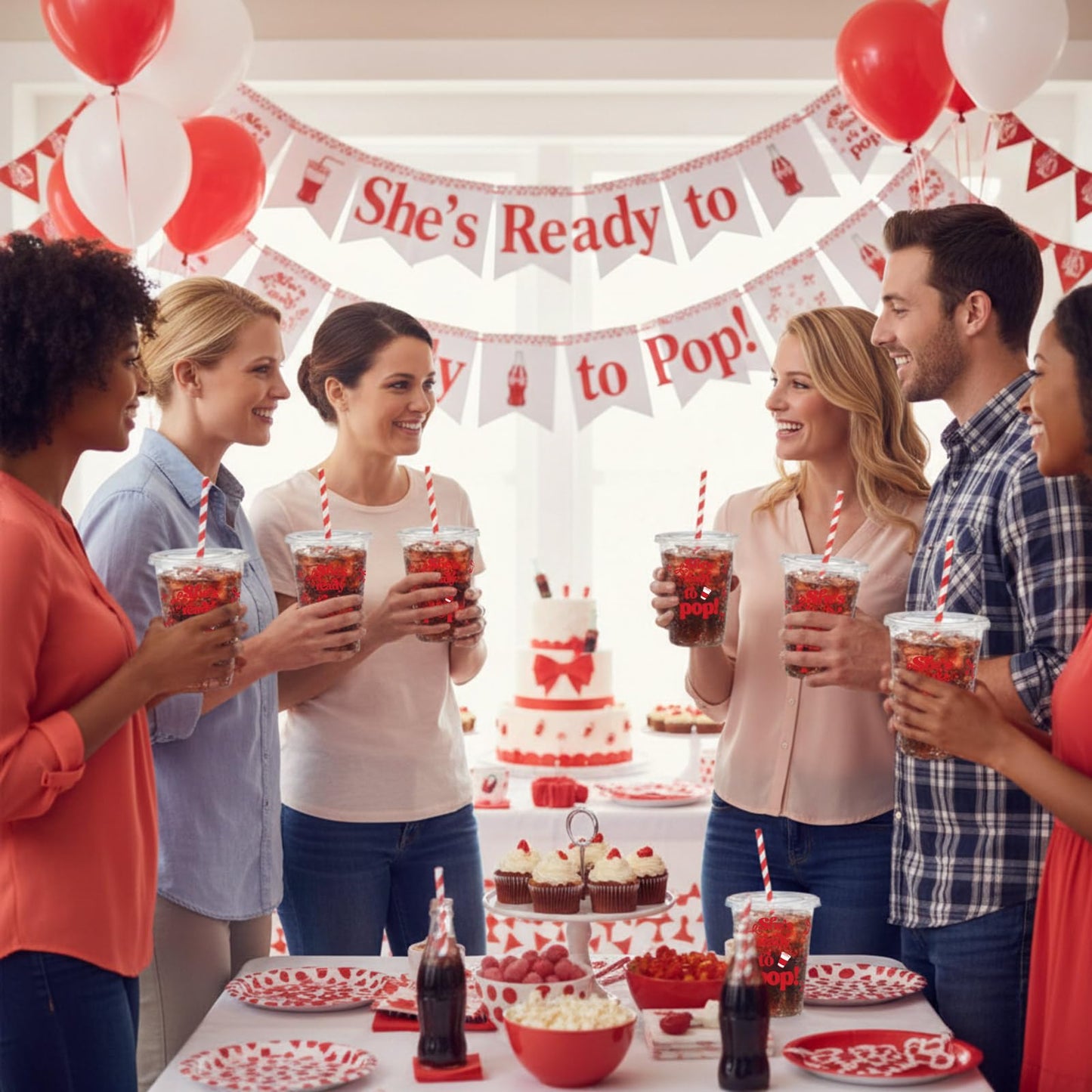 Red Plastic Cups with Lids and Straws for Party Drinks and Events
