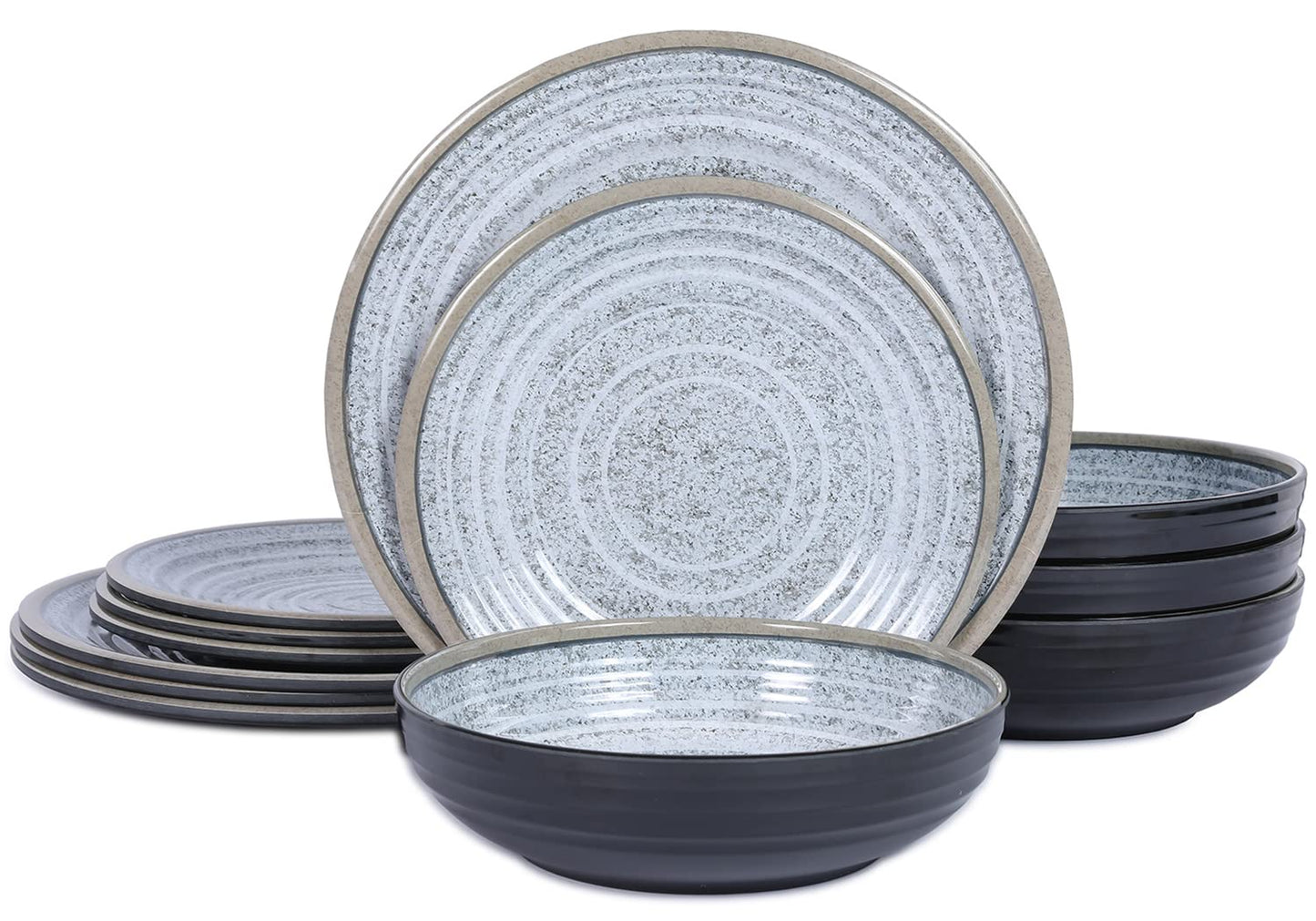 Melamine Dinnerware Set with Plates and Bowls for Everyday Use
