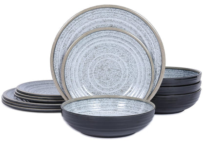 Melamine Dinnerware Set with Plates and Bowls for Everyday Use