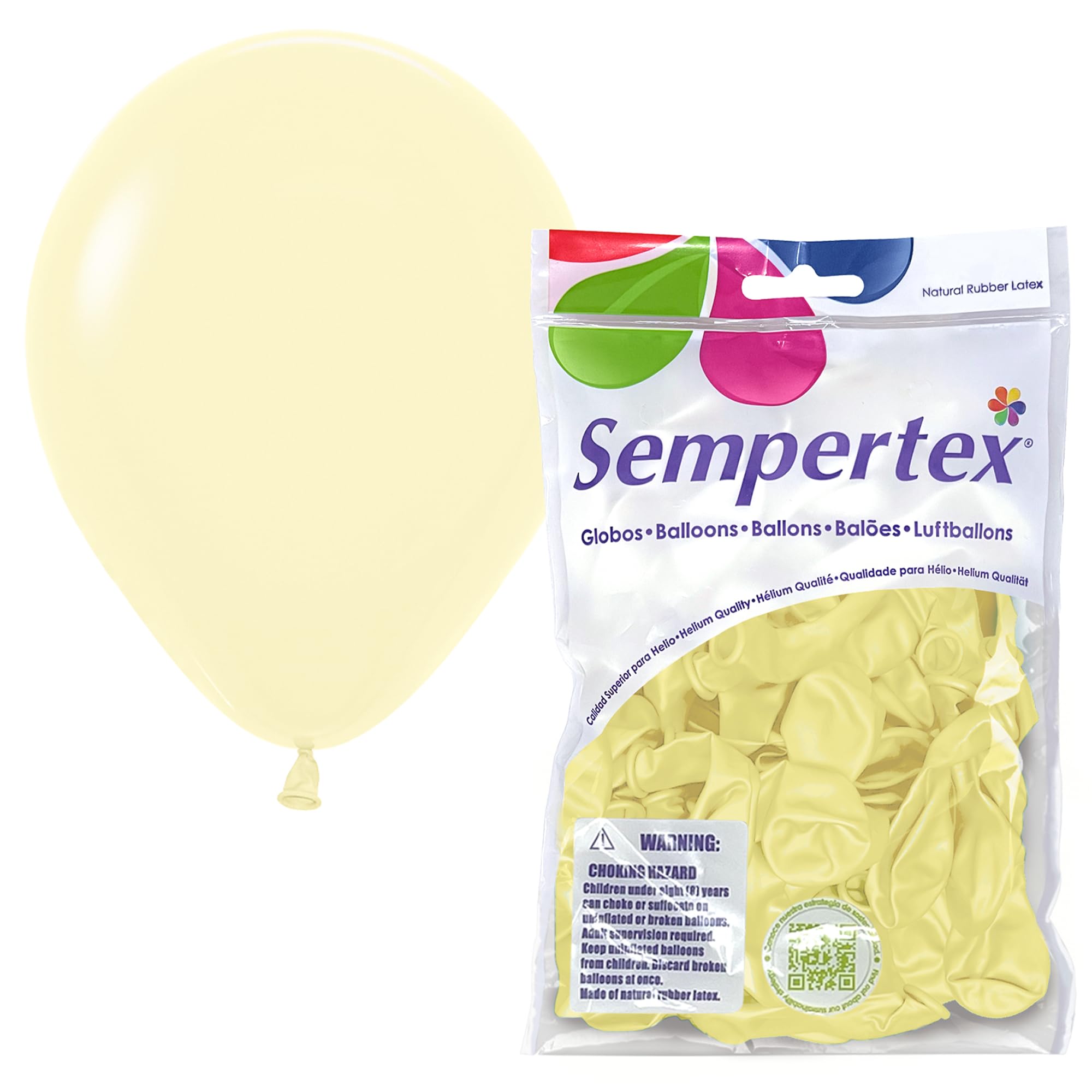 Sempertex Round Pastel Matte Yellow Balloons, Latex, 5 Inch, 50 Pcs