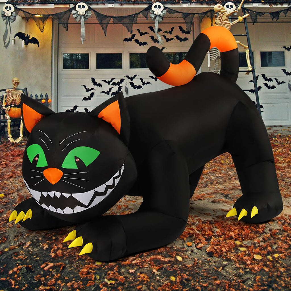 Halloween Black Cat Inflatable Outdoor Decoration with LED Lights