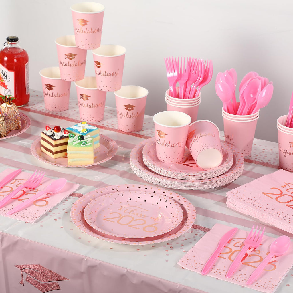 MASHAN white graduation plates and napkins set