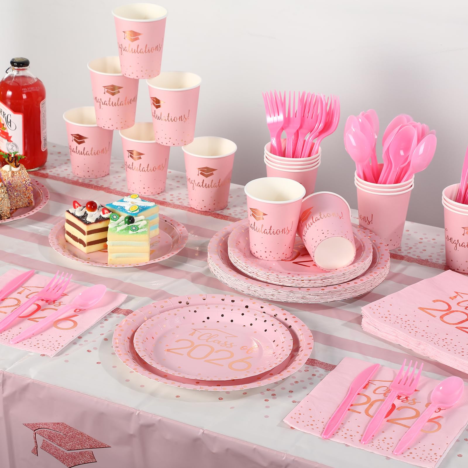 MASHAN white graduation plates and napkins set