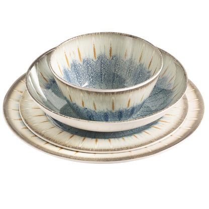 Melamine Dinnerware Set with Plates and Bowls for Indoor and Outdoor Use