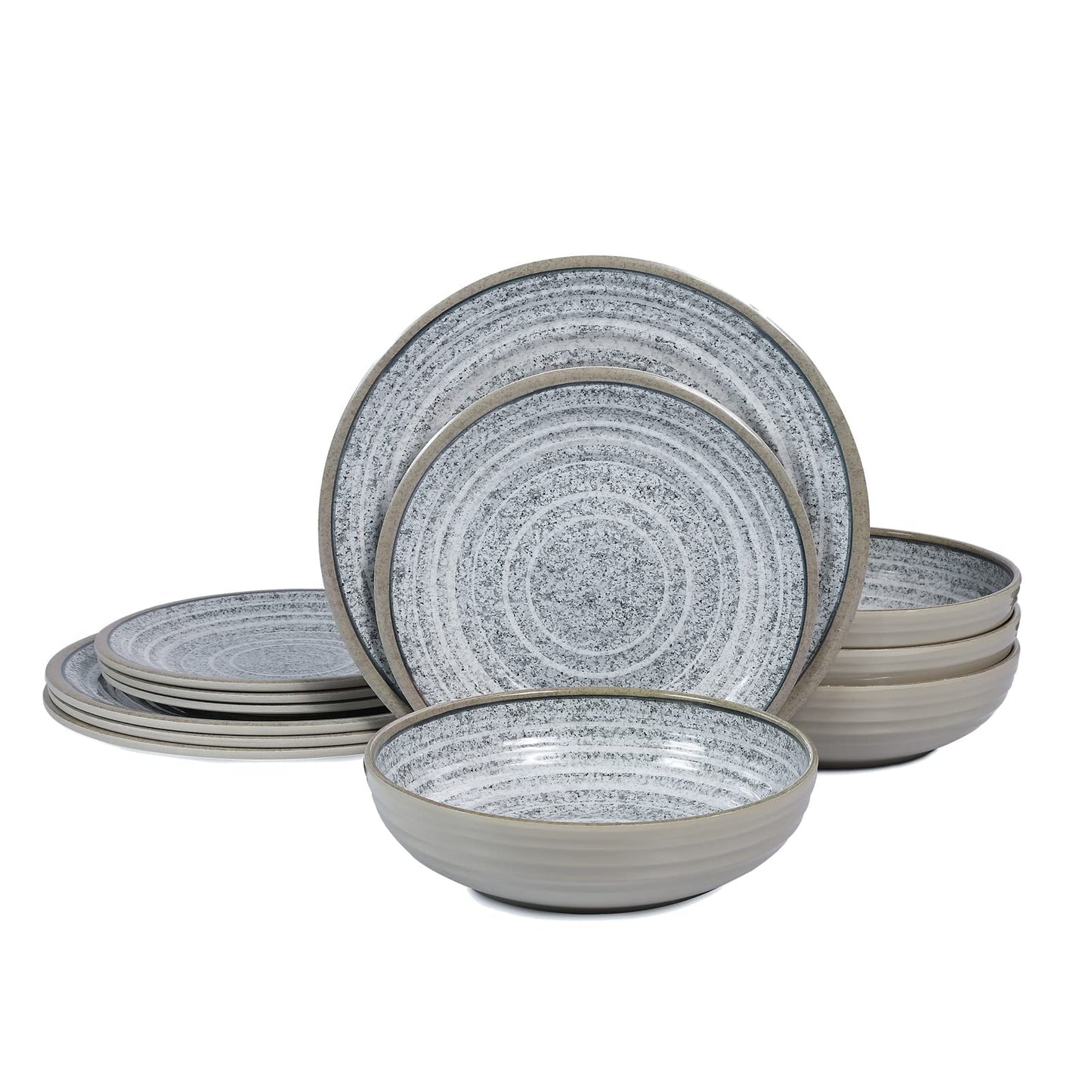 Melamine Dinnerware Set with Plates and Bowls for Everyday Use